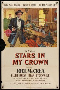 9c797 STARS IN MY CROWN 1sh '50 Ellen Drew, either Joel McCrea speaks or his pistols do!