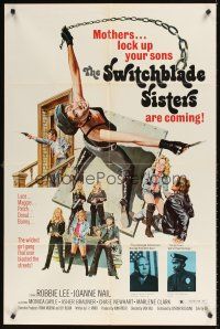 9c823 SWITCHBLADE SISTERS 1sh '75 Jack Hill, fantastic Solie art of sexy bad girl gang with guns!