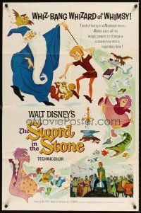 9c824 SWORD IN THE STONE style A 1sh '64 Disney's cartoon story of King Arthur & Merlin the Wizard!
