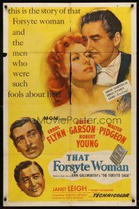 9c858 THAT FORSYTE WOMAN 1sh '49 art of Errol Flynn, Greer Garson, Walter Pidgeon & Robert Young!