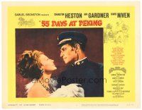 9d174 55 DAYS AT PEKING LC #3 '63 best close up of Charlton Heston & beautiful Ava Gardner!