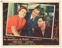 9d201 AMERICAN IN PARIS LC #4 '51 close up of Gene Kelly, Oscar Levant & Georges Guetary!