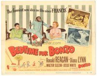 9d021 BEDTIME FOR BONZO TC '51 art of chimpanzee between Ronald Reagan & Diana Lynn!
