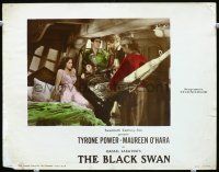 9d247 BLACK SWAN photolobby '42 Maureen O'Hara watches Anthony Quinn kidnap Tyrone Power!