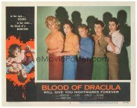 9d248 BLOOD OF DRACULA LC #8 '57 line up of five scared girls staring at something disturbing!