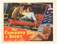 9d313 COMPANY SHE KEEPS LC #7 '51 close up of Dennis O'Keefe with Jane Greer by swimming pool!