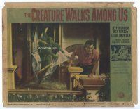 9d327 CREATURE WALKS AMONG US LC #5 '56 monster crashes through glass door to get at guy!