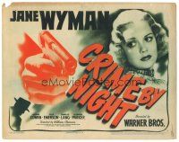 9d039 CRIME BY NIGHT TC '44 Jerome Cowan, great image of shadowy figure & pretty Jane Wyman!