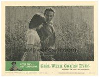 9d427 GIRL WITH GREEN EYES LC #5 '64 Peter Finch walking with pretty Rita Tushingham in field!