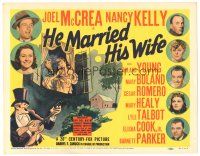 9d063 HE MARRIED HIS WIFE TC '39 Joel McCrea tries to keep ex-wife from new suitor, great art!