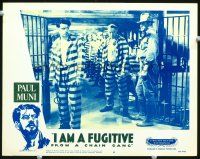 9d492 I AM A FUGITIVE FROM A CHAIN GANG LC #6 R56 Paul Muni in prison holding his shackles!