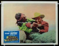9d502 INDIAN TERRITORY LC #5 '50 close up of Gene Autry in life & death struggle with Native America