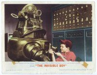 9d508 INVISIBLE BOY LC #2 '57 best c/u of Richard Eyer connecting Robby the Robot to the computer!