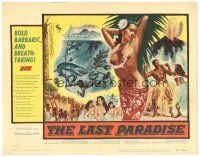 9d087 LAST PARADISE TC '57 art of super sexy topless island babes + men fighting sharks!
