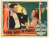 9d574 LONE WOLF IN PARIS LC '38 c/u of Frances Drake! holding gun on detective Francis Lederer!