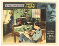 9d575 LONELY ARE THE BRAVE LC #7 '62 Walter Matthau looks at William Schallert in police station!