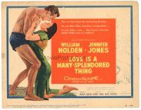 9d091 LOVE IS A MANY-SPLENDORED THING TC '55 romantic art of William Holden & Jennifer Jones!