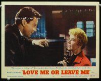 9d585 LOVE ME OR LEAVE ME LC #4 '55 c/u of smoking Cameron Mitchell with pretty Doris Day!