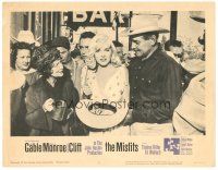 9d620 MISFITS LC #5 '61 Clark Gable stands by sexy Marilyn Monroe who's passing the hat for money!