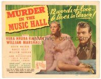 9d096 MURDER IN THE MUSIC HALL TC '46 sexy Vera Hruba Ralston wearing only fur, William Marshall