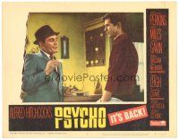 9d709 PSYCHO LC #2 R65 Alfred Hitchcock, Martin Balsam quizzes Anthony Perkins at the Bates Motel!