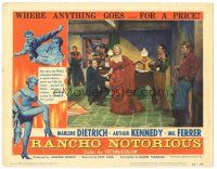 9d717 RANCHO NOTORIOUS LC #7 '52 Fritz Lang, sexy Marlene Dietrich sings with piano & guitar!