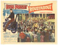 9d746 ROUSTABOUT LC #6 '64 Elvis Presley on motorcycle & performing for carnival crowd!