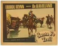 9d755 SANTA FE TRAIL LC '40 great close up of Errol Flynn on horseback with gun drawn!