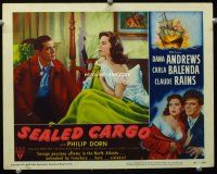 9d762 SEALED CARGO LC #2 '51 Dana Andrews stares at pretty Carla Balenda in bed!