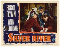 9d789 SILVER RIVER LC #4 '48 Errol Flynn & Ann Sheridan help wounded Thomas Mitchell!