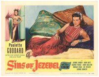 9d793 SINS OF JEZEBEL LC #5 '53 full-length sexy Paulette Goddard laying on giant pillows!