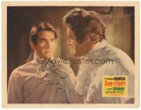 9d807 SON OF FURY LC '42 c/u of George Sanders talking to Tyrone Power, both wearing puffy shirts!