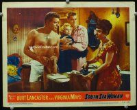 9d815 SOUTH SEA WOMAN LC #7 '53 Virginia Mayo & Chuck Connors with Burt Lancaster in his underwear