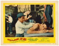 9d915 TRAPEZE LC #5 '56 Burt Lancaster watches Tony Curtis getting a rub down!