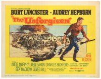 9d152 UNFORGIVEN TC '60 art of Burt Lancaster & Audrey Hepburn, directed by John Huston!