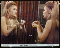 9d932 VALLEY OF THE DOLLS color 11x14 '67 c/u of sexy Sharon Tate looking at herself popping pills!