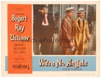 9d956 WE'RE NO ANGELS LC #4 '55 Humphrey Bogart, Aldo Ray & Peter Ustinov in street!