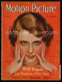 9e120 MOTION PICTURE magazine July 1931 art portrait of pretty Ruth Chatterton by Marland Stone!