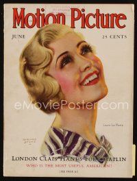 9e119 MOTION PICTURE magazine June 1931 art of pretty smiling Laura La Plante by Marland Stone!