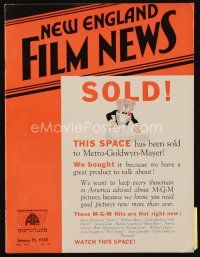 9e056 NEW ENGLAND FILM NEWS exhibitor magazine Jan 21, 1932 lots of cool ads for current movies!