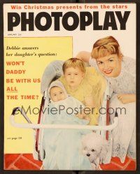 9e105 PHOTOPLAY magazine January 1959 Debbie Reynolds with Carrie & Todd by Peter Basch!