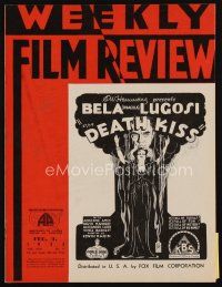 9e060 WEEKLY FILM REVIEW exhibitor magazine February 9, 1933 Bela Lugosi in The Death Kiss!