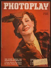 9e098 PHOTOPLAY magazine January 1936 portrait of Norma Shearer in feathered hat by George Hurrell