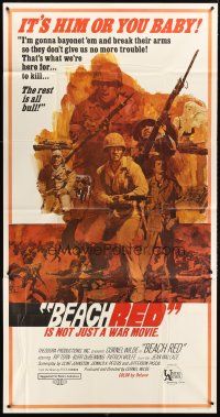 9f525 BEACH RED 3sh '67 Cornel Wilde, Rip Torn, cool art of World War II soldiers!