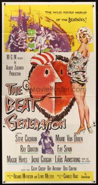 9f526 BEAT GENERATION 3sh '59 sexy Mamie Van Doren trapped by beatnik Ray Danton, Louis Armstrong