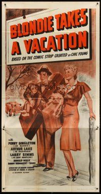 9f536 BLONDIE TAKES A VACATION 3sh R50 Penny Singleton & Arthur Lake go to the country, wacky art!