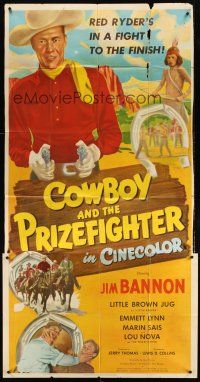 9f567 COWBOY & THE PRIZEFIGHTER 3sh '50 cowboy western star Jim Bannon as Red Ryder!