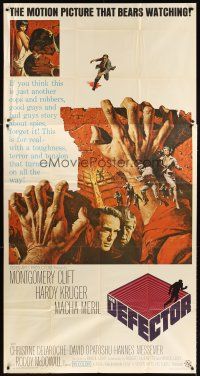9f575 DEFECTOR 3sh '66 Montgomery Clift, Hardy Kruger, a motion picture that bears watching!