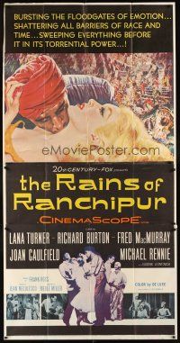 9f729 RAINS OF RANCHIPUR 3sh '55 Lana Turner, Richard Burton, rains couldn't wash their sin away!