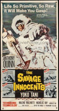 9f742 SAVAGE INNOCENTS 3sh '61 Nicholas Ray, great art of Eskimo Anthony Quinn & polar bear!